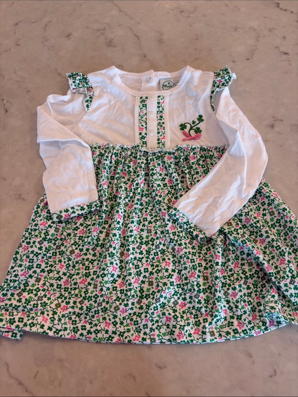 Made With Love Ireland Baby Girl Shamrock Floral Dress 6–12M